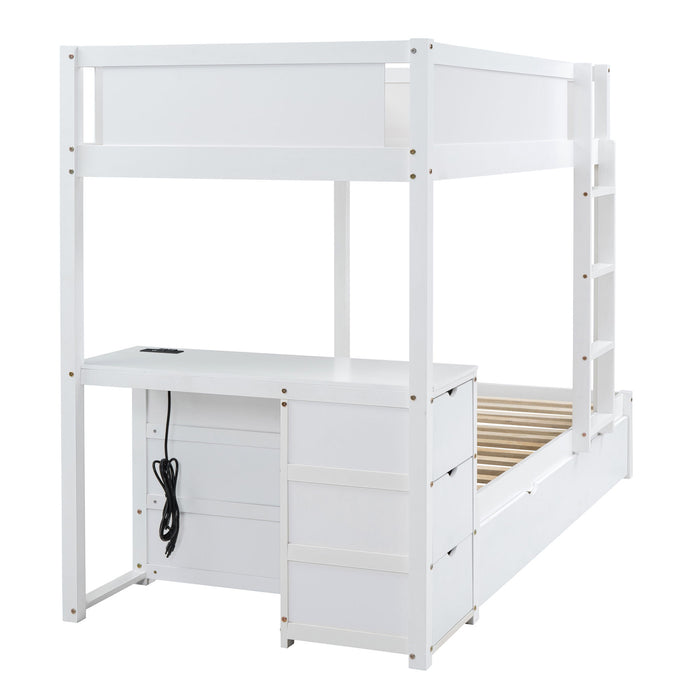 Bunk Bed With Twin Size Trundle, Storage And Desk