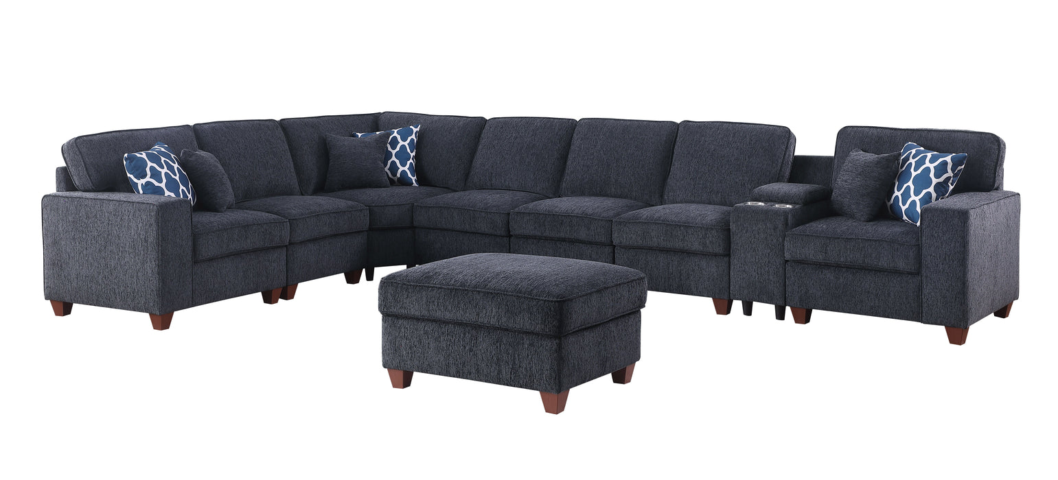 Lily - Sectional Sofa With Ottoman - Black