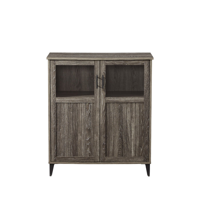 Modern Grooved Door Accent Cabinet - Cerused Ash