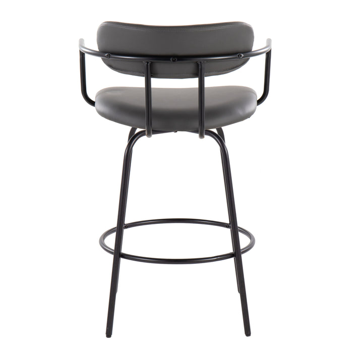 Demi - Contemporary Fixed Height Counter Stool With Swivel With Round Footrest (Set of 2)