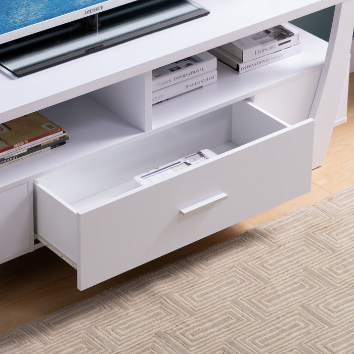 Contemporary TV Stand With Four Shelves And One Drawer