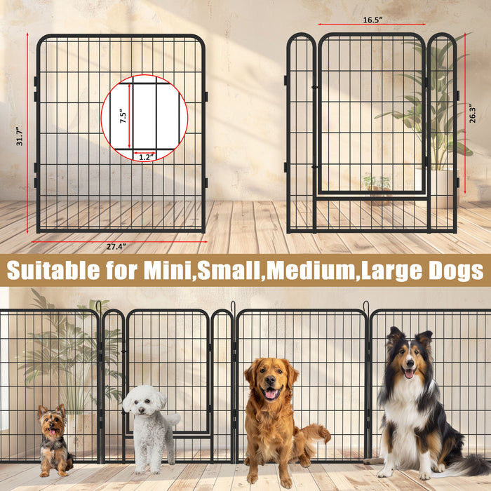 Heavy Duty Metal Playpen With Door, Dog Fence Pet Exercise Pen For Outdoor, Indoor