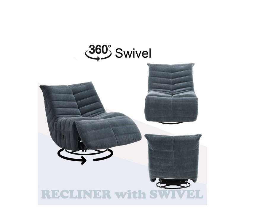 Talmon - Chenille Glider Recliner With Swivel