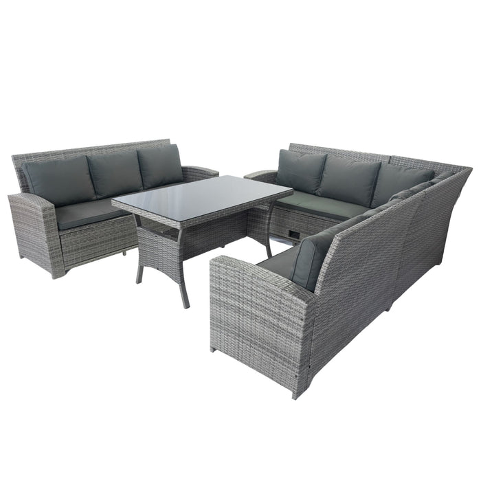 5 Piece Patio Wicker Outdoor Sectional Set 9 Seater Conversation Set With 3 Storage Under Seat