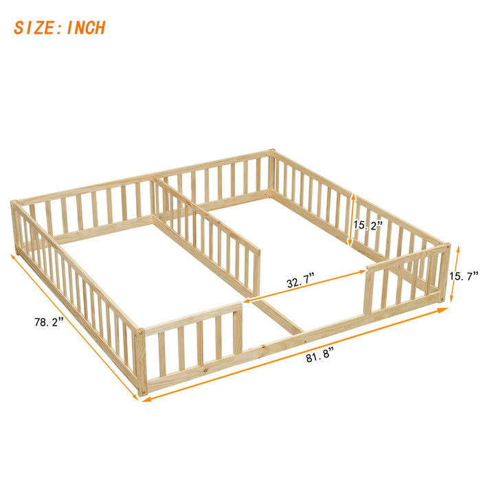 Double Floor Bed With Fence, Guardrails, Without Door