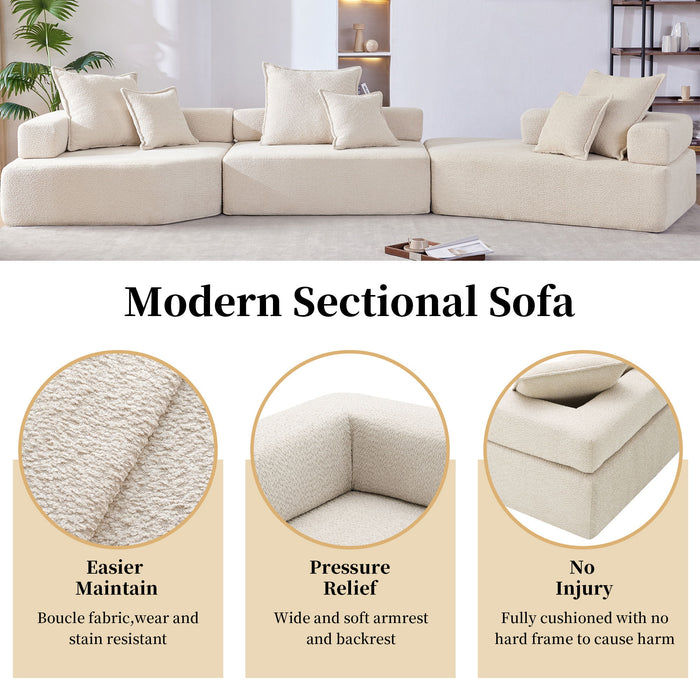 Oversized Modular Sectional Sofa, Luxury Boucle Floor Couch Set, Convertible Sleeper Couch, Spacious Foam-Filled Sofa Bed For Living Room