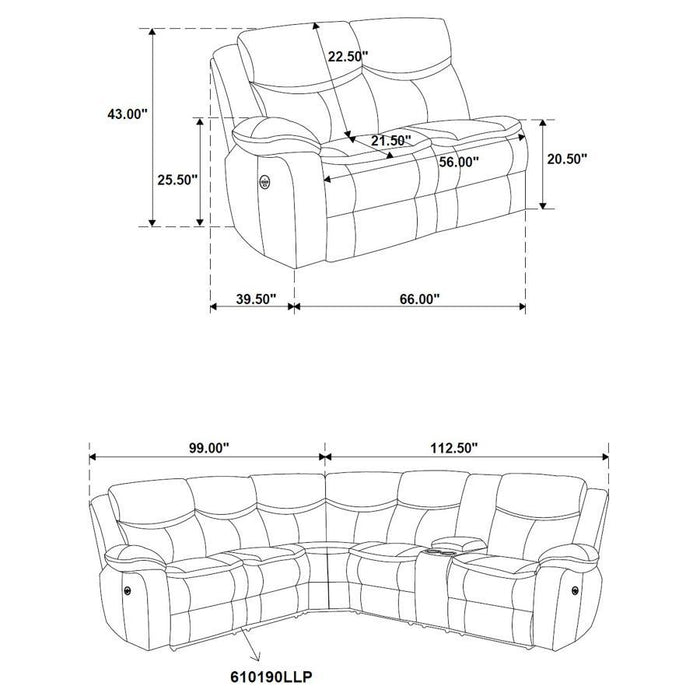 Sycamore - Upholstered Power Reclining Sectional Sofa