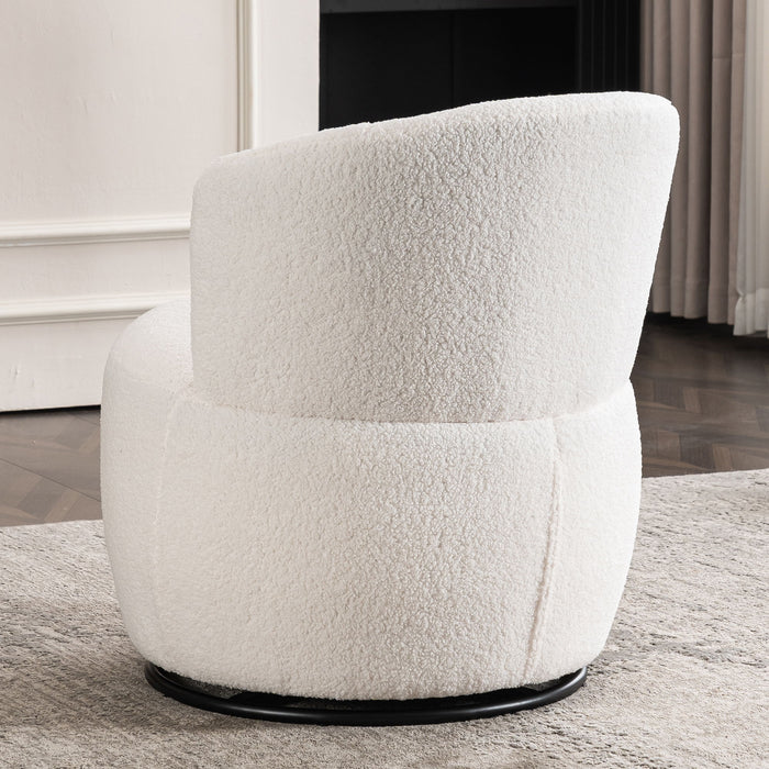 Swivel Accent Chair, Contemporary Round Armchair With 360 Degree Rotation And Metal Base For Living Room Elegance