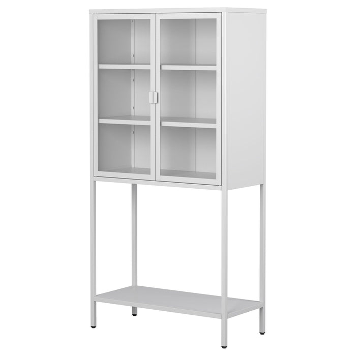 Heavy Duty Metal Storage Cabinet, Display Storage Cabinet With Glass Doors And 2 Adjustable Shelves, Tall Bookcase Modern Bookshelf Cabinet For Home Office, Living Room, Pantry