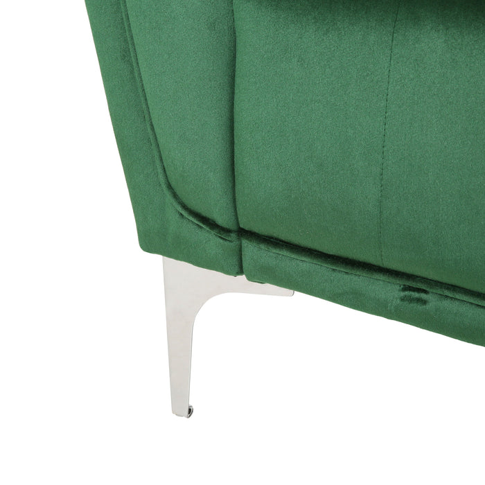 Comfy 3 Seat Sofa With Metal Legs, Modern For Living Room And Study - Emerald