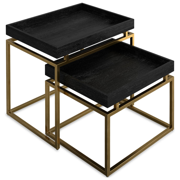 Macy - 2 Pc Nesting Table - Black, Gold