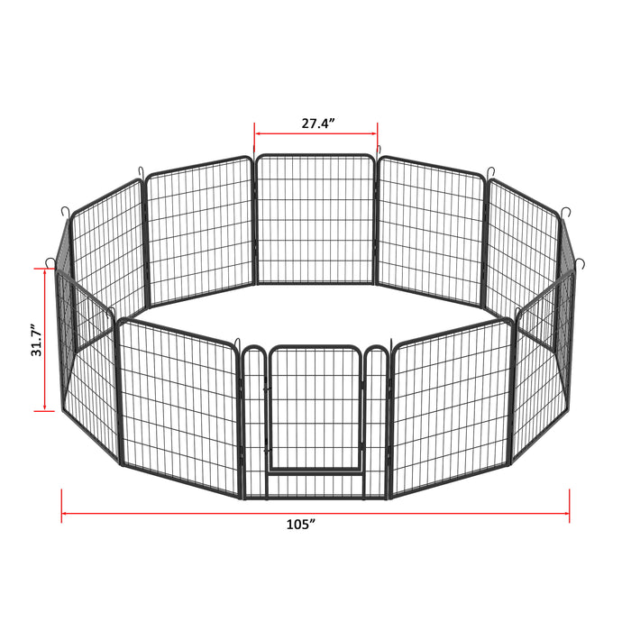 Heavy Duty Metal Playpen With Door, Dog Fence Pet Exercise Pen For Outdoor, Indoor