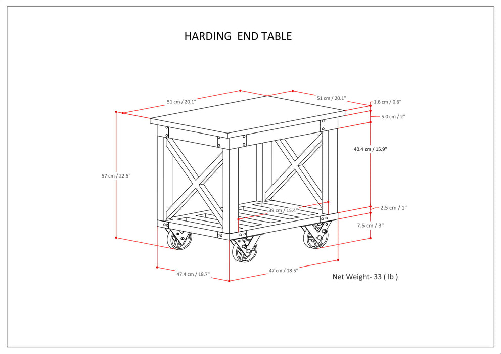 Harding - End Table - Distressed Dark Brown