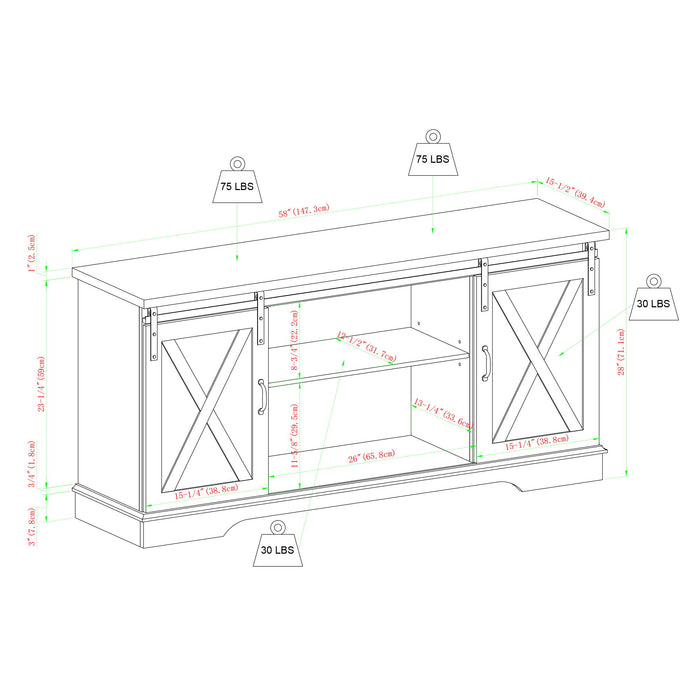 Farmhouse Sliding X Barn Door TV Stand