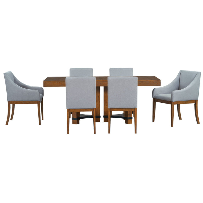 Topmax - 7 Piece Rustic Extendable Dining Table Set With Removable Leaf, 2 Arm Chairs And 4 Armless Chairs