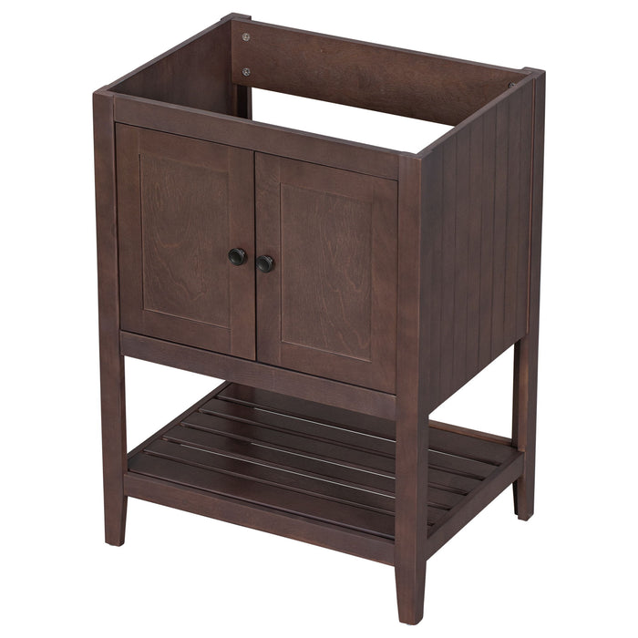 Bathroom Vanity Base Only, Soild Wood Frame, Bathroom Storage Cabinet With Doors And Open Shelf