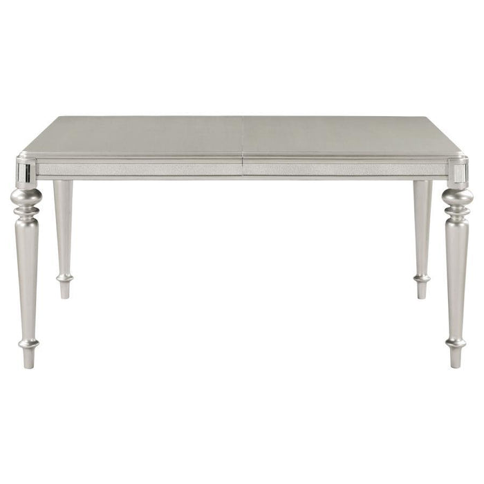 Bling Game - Rectangular Dining Table With Leaf - Metallic Platinum