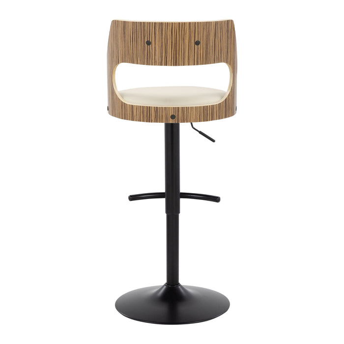 Cecina - Contemporary Adjustable Barstool With Swivel With Rounded T Footrest (Set of 2) - Black / Zebra / Cream