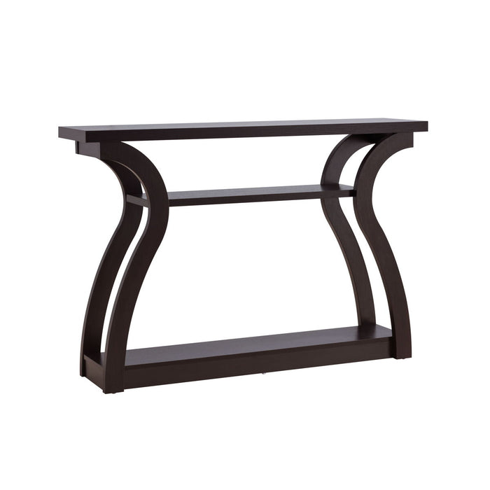 Decorative Entryway Table, Curved Frame Hallway Console Table With Two Shelves - Red Cocoa