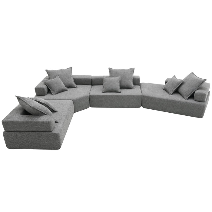 Oversized Modular Sectional Sofa, Luxury Boucle Floor Couch Set, Convertible Sleeper Couch, Spacious Foam-Filled Sofa Bed For Living Room