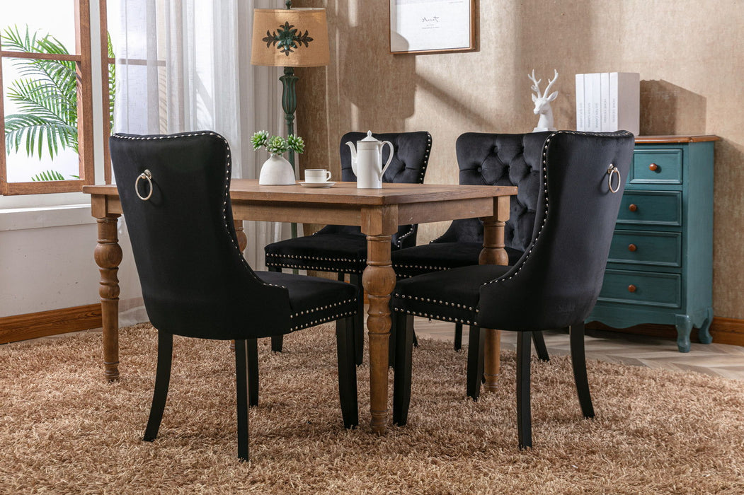 Nikki - Modern, High-End Tufted Solid Wood Contemporary Velvet Upholstered Dining Chair With Wood Legs Nailhead Trim (Set of 2)