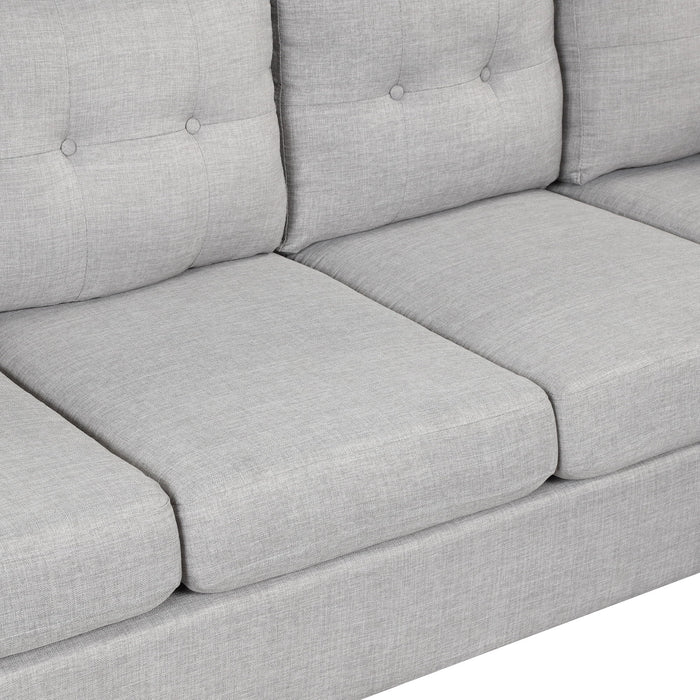 Modern Linen Fabric Sofa, L-Shape Couch With Chaise Lounge, Sectional Sofa With One Lumbar Pad