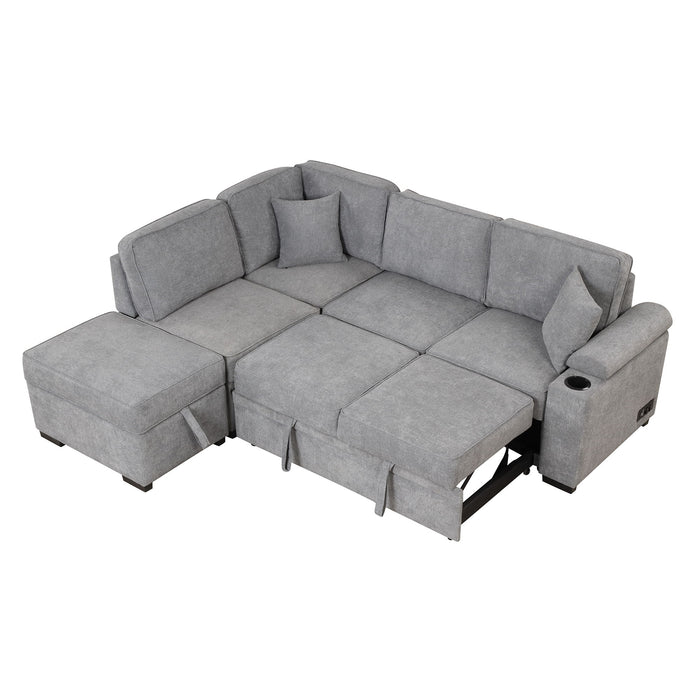 Sleeper Sofa Bed, 2 In 1 Pull Out Sofa Bed L Shape Couch With Storage Ottoman For Living Room, Bedroom Couch And Small Apartment