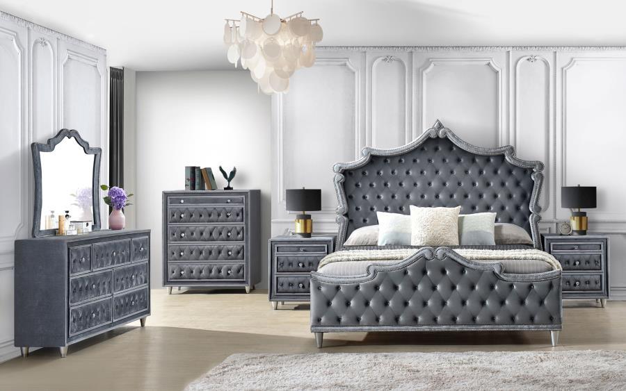 Antonella - 7-Drawer Upholstered Dresser With Mirror