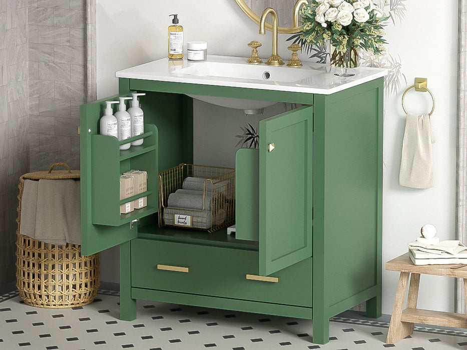 Bathroom Vanity With Single Sink, Combo Cabinet Undermount Sink, Bathroom Storage Cabinet With 2 Doors And A Drawer, Soft Closing, Multifunctional Storage, Solid Wood Frame