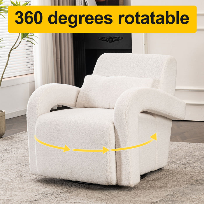 Cozy Teddy Fabric Armchair, Modern Sturdy Lounge Chair With Curved Arms And Thick Cushioning For Plush Comfort