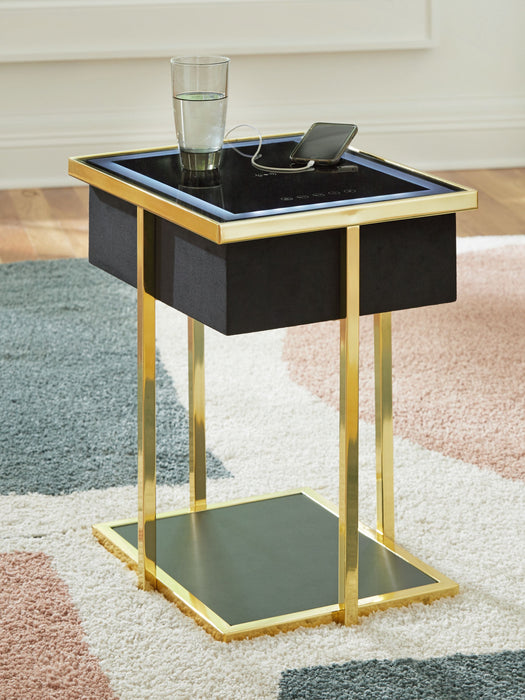 Rexwell - Black / Gold Finish - Accent Table With Speaker