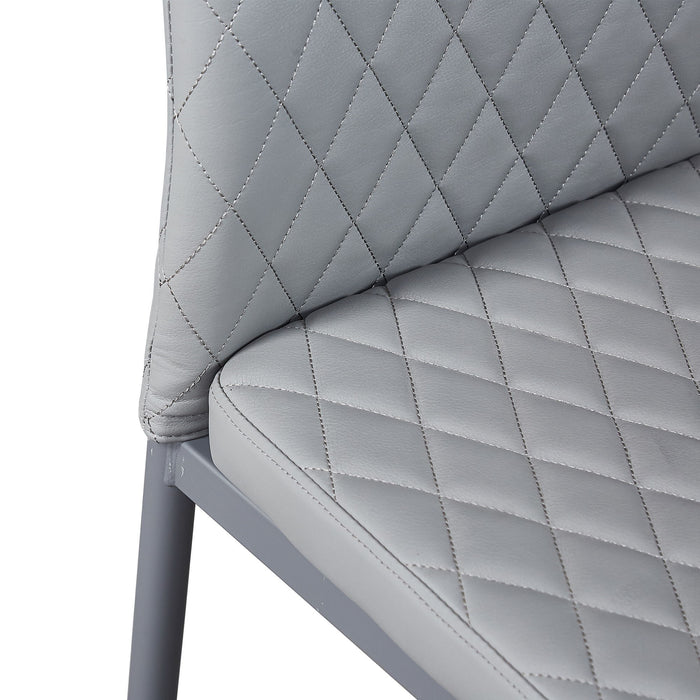 Modern Minimalist Dining Chairs, Fireproof Leather Sprayed, Metal Pipe Diamond Grid Pattern