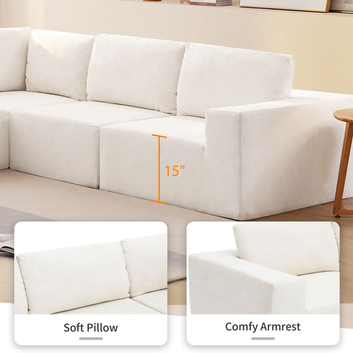 Modular L Shaped Sectional Sofa, Luxury Floor Couch Set, Upholstered Indoor Furniture, Foam - Filled Sleeper Sofa Bed For Living Room, Bedroom, 5 Pieces Free Combination