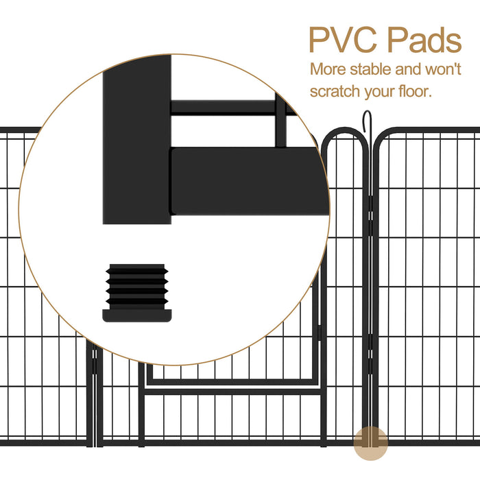 81.1" 12 Panels Heavy Duty Metal Playpen With Door, Dog Fence Pet Exercise Pen For Outdoor - Black