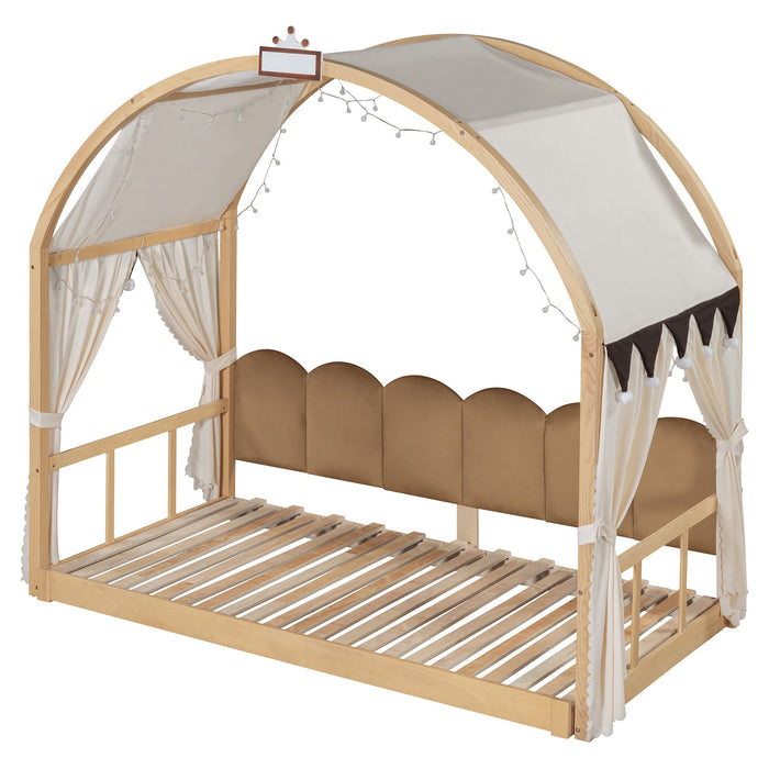 Extended Bed With Arched Roof And Trundle