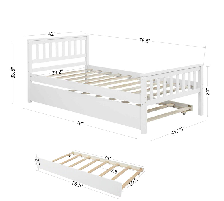 Twin Bed With Trundle, Platform Bed Frame With Headboard And Footboard, For Bedroom Small Living Space, No Box Spring Needed