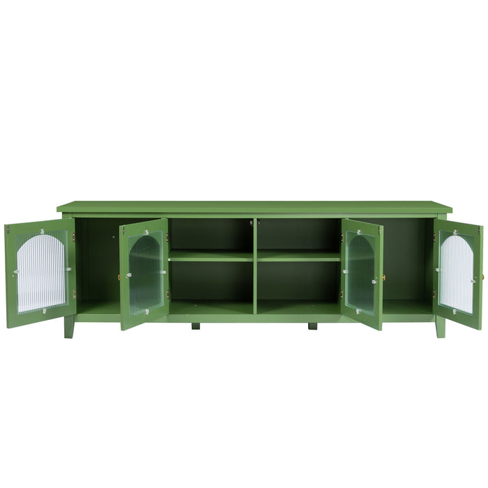 Stylish TV Cabinet, Entertainment CenterTV Stand, TVconsoletable, Media Console, Solidwood Frame, Changhong Glass Door, Metal Handle - Antique Green