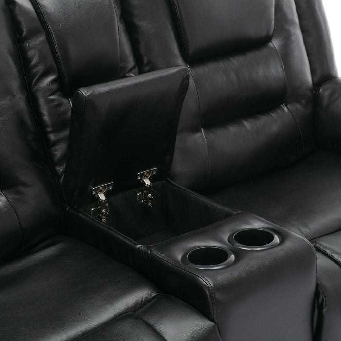 2 Seater Home Theater Recliner Manual Recliner Chair With A Storage Box And Two Cup Holders For Living Room