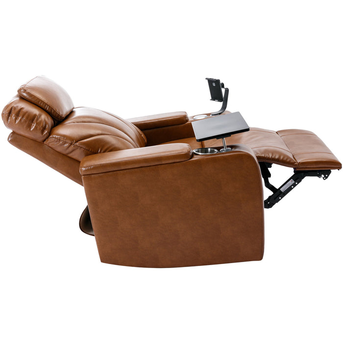 Power Motion Recliner With USB Charging Port And Hidden Arm Storage, Home Theater Seating With Convenient Cup Holder Design, And Stereo