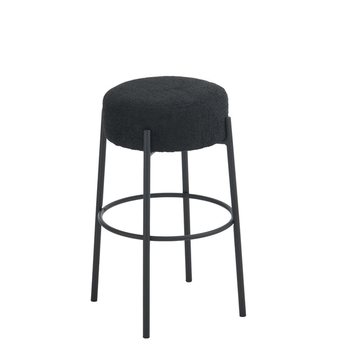 Round High Bar Stools (Set of 2), Contemporary Upholstered Dining Stools For Kitchens, Coffee Shops And Bar Stores