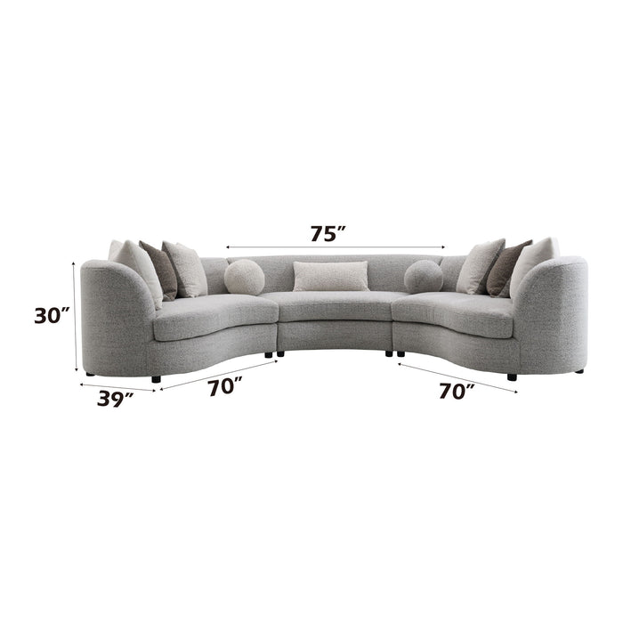 Ivria - Boucle Sectional Sofa With 9 Pillows - Gray