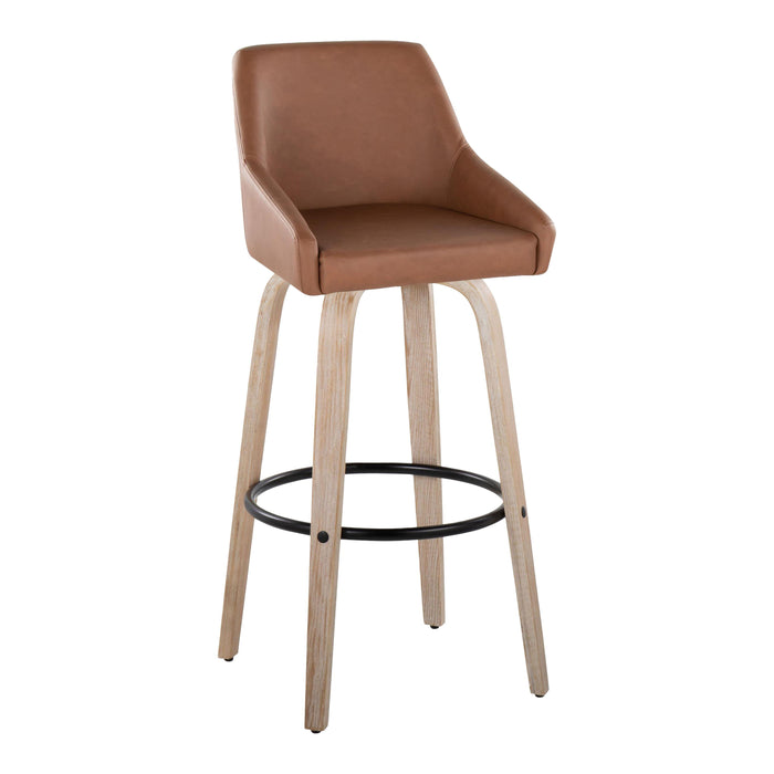 Hannah - Transitional Fixed Height Barstool With Swivel With Round Footrest (Set of 2)