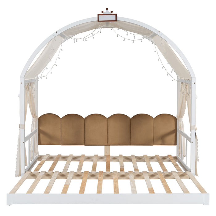 Extended Bed With Arched Roof And Trundle