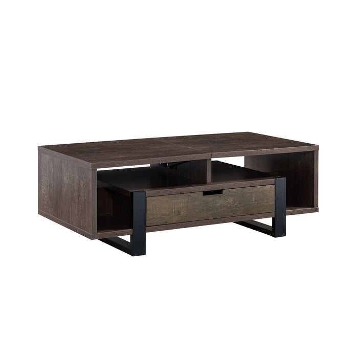 Contemporary Coffee Table With Drawer And Lift Top Table Top - Dark Brown
