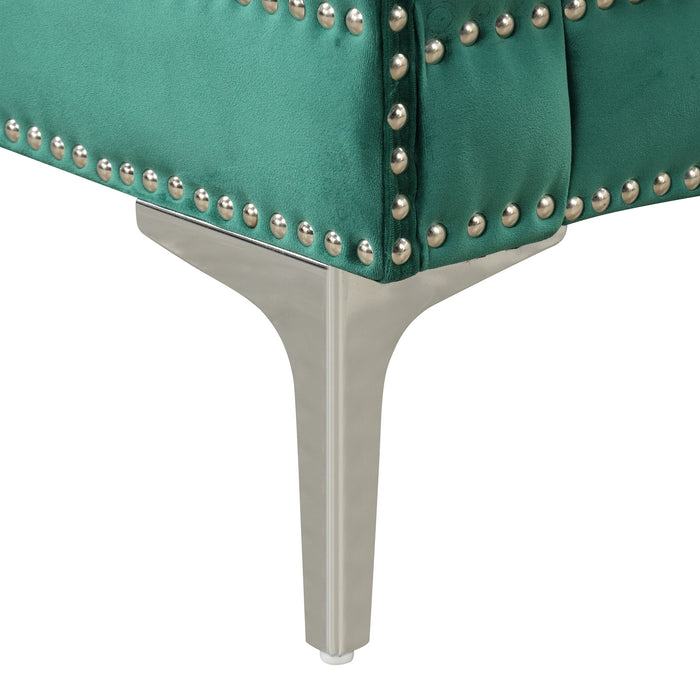 Modern Sofa Dutch Plush Upholstered Sofa With Metal Legs, Button Tufted Back - Green