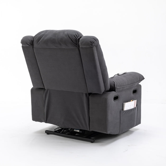 Massage Recliner, Power Lift Chair For Elderly With Adjustable Massage And Heating Function, Recliner Chair With Infinite Position And Side Pocket For Living Room