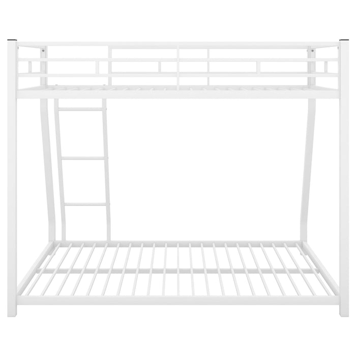 Metal Floor Bunk Bed, Twin Over Full - White