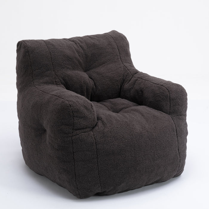 Soft Teddy Fabric Tufted Foam Bean Bag Chair With Teddy Fabric