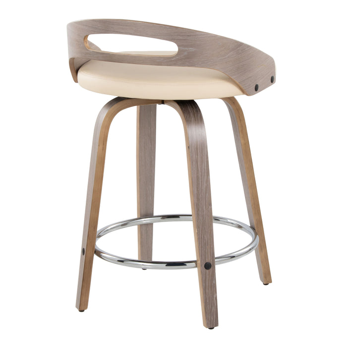 Cassis - Mid Century Modern Fixed Height Counter Stool With Swivel With Round Footrest (Set of 2)