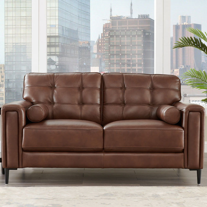 Colton Leather Loveseat - Pecan